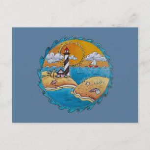 Summer beach fun sunny seashore coastal postcard
