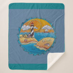 Summer beach fun sunny seashore coastal sherpa blanket