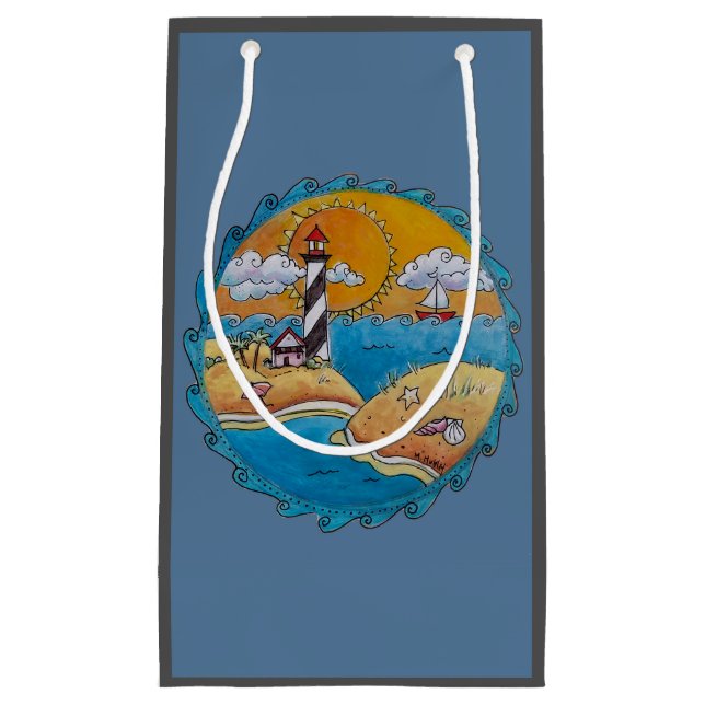 Summer beach fun sunny seashore coastal small gift bag (Front)