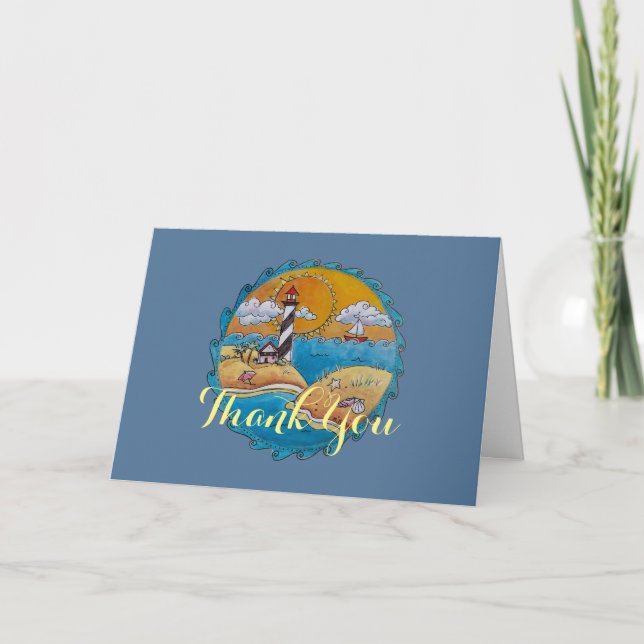 Summer beach fun sunny seashore coastal thank you card (Front)