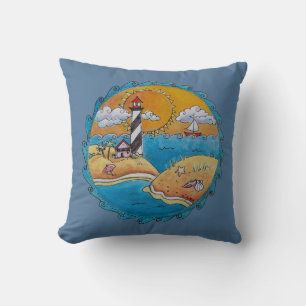 Summer beach fun sunny seashore coastal throw pillow
