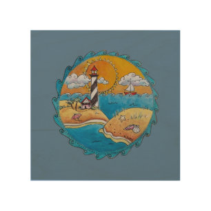 Summer beach fun sunny seashore coastal wood wall art