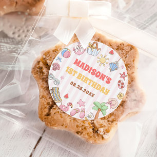 Summer Beach Girl Birthday Favor Classic Round Sticker