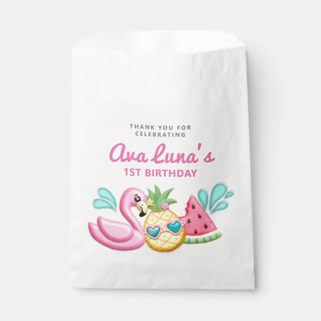Summer Beach Girl Birthday Goody Favor Bag (Front)