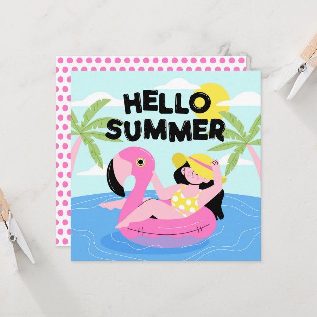Summer Beach Girl Greeting Card (Front/Back In Situ)