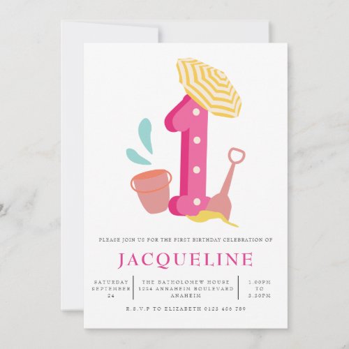 Summer Beach Girls 1st Birthday Party Invitation