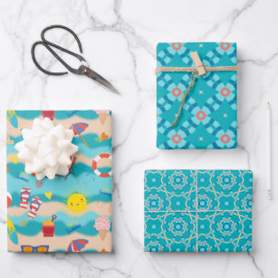 Summer Beach Happy Time Wrapping Paper Sheets