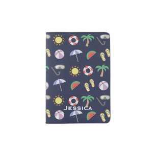 Summer Beach Holiday Blue Pattern Personalised Passport Holder