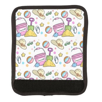 Summer Beach Holiday Doodles Pattern Luggage Handle Wrap by beachcafe at Zazzle
