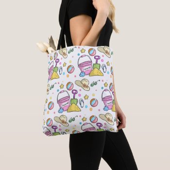 Summer Beach Holiday Doodles Pattern Tote Bag by beachcafe at Zazzle