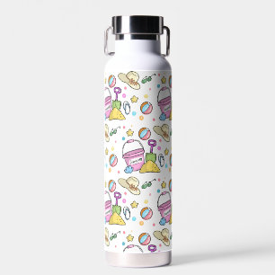 Summer Beach Holiday Doodles Pattern Water Bottle