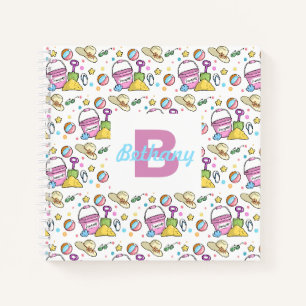 Summer Beach Holiday Doodles Personalised Holiday Notebook