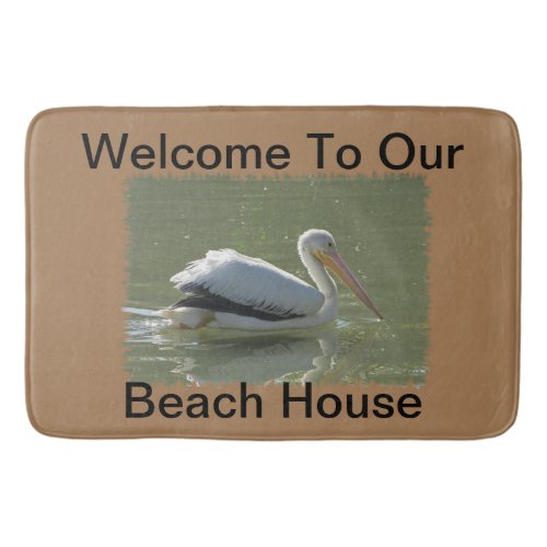 Summer Beach House Coastal Pelican Guest Welcome Bath Mat