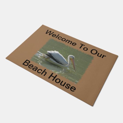 Summer Beach House Coastal Pelican Guest Welcome Doormat