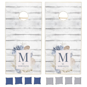 Summer Beach House Coastal Seashell Cornhole Set