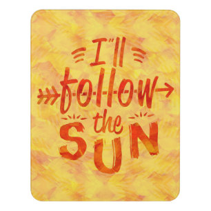 Summer Beach House Follow Sun Orange Sunshine Text Door Sign