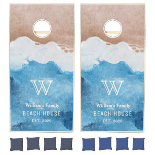 Summer Beach House Rental Backyard Cornhole Set