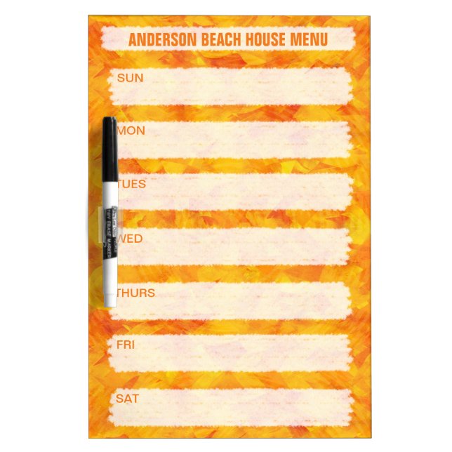 Summer Beach House Sunshine Colors Personalized Dry Erase Board (Front)