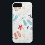Summer beach iPhone 8/7 case<br><div class="desc">Sand with flip flops and starfish</div>