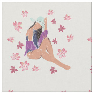 Summer, beach Lady Fabric