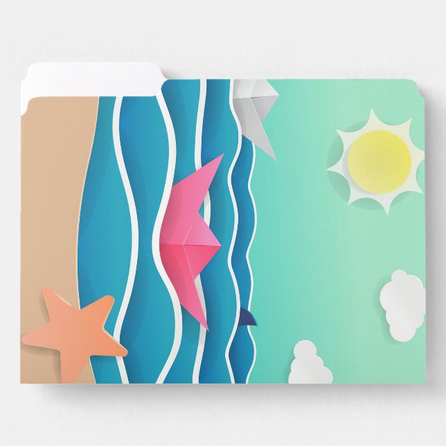 Summer Beach Landscape File Folder (Front Left)