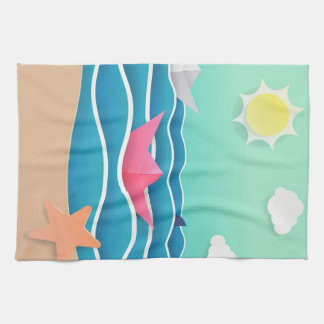 Summer Beach Landscape Kitchen Towel