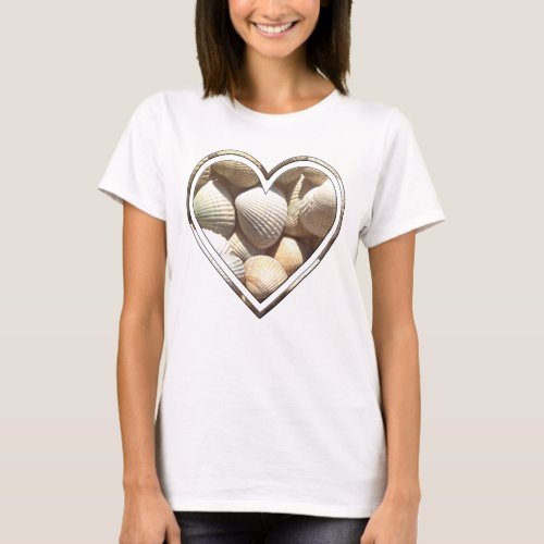 Summer Beach Life Heart with Seashells T_Shirt