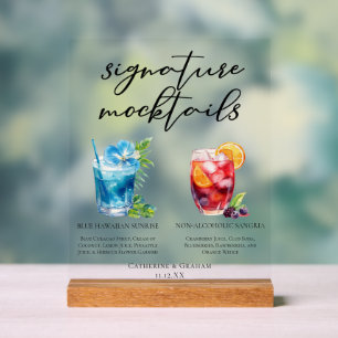 Summer Beach Mocktails Blue Hawaiian Sangria Acrylic Sign