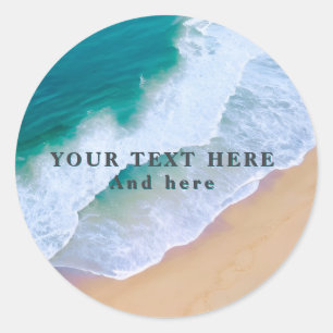 summer beach modern wave ocean custom classic round sticker