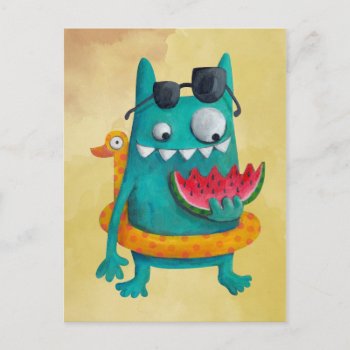 Summer Beach Monster Postcard by colonelle at Zazzle