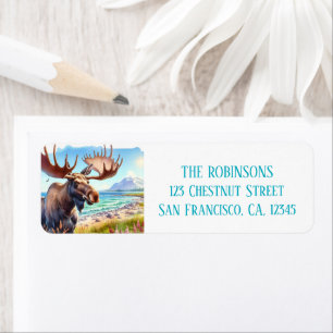 Summer Beach Moose Return Address Label