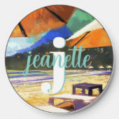 Summer Beach Name Monogram Wireless Charger (Front)