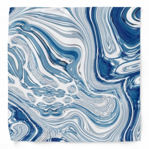 summer beach nautical waves watercolor blue swirls bandana