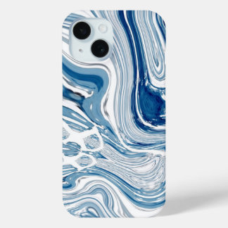 summer beach nautical waves watercolor blue swirls iPhone 15 case