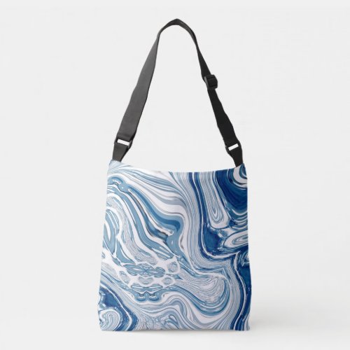 summer beach nautical waves watercolor blue swirls crossbody bag