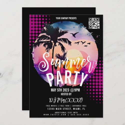 Summer Beach Night Event Party Bar Club Flyer Invitation