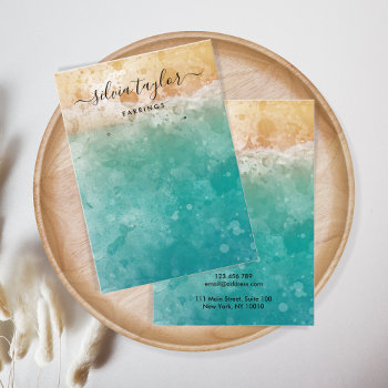Summer Beach Ocean Calligraphy  Display Card by smmdsgn at Zazzle