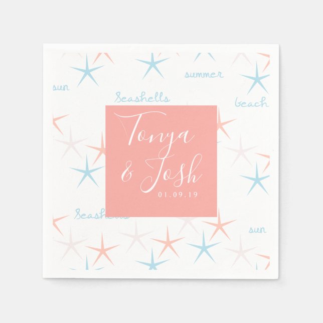 Summer Beach Ocean Starfish Abstract Napkins (Front)
