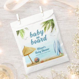Summer Beach Ocean Surfboard Baby Shower Favor Bag