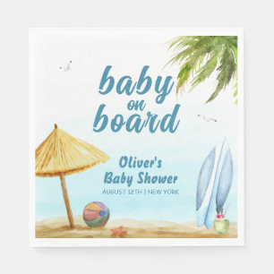 Summer Beach Ocean Surfboard Baby Shower Napkins