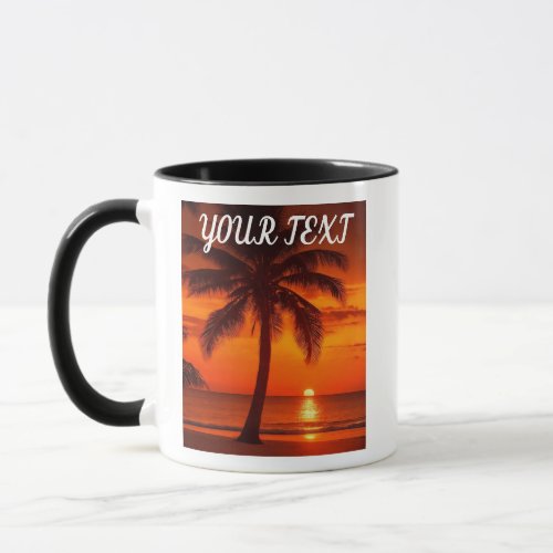 summer beach ocean vacation palm tree sunset  mug