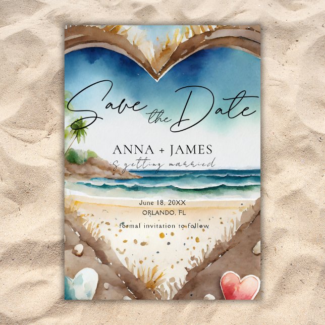 Summer Beach Ocean Watercolor Save The Date Invitation (Creator Uploaded)