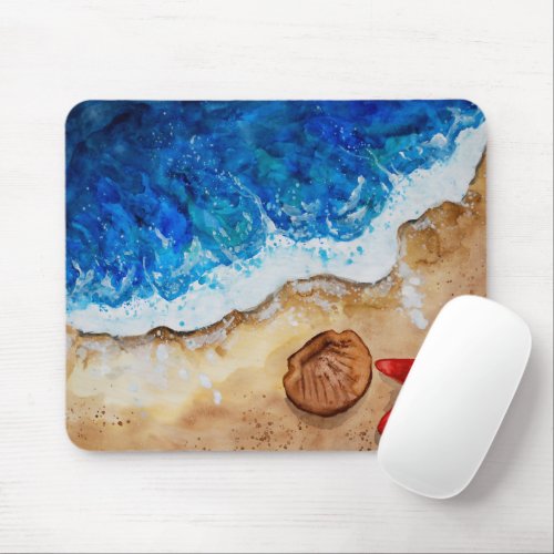 Summer Beach Ocean Waves Mouse Pad