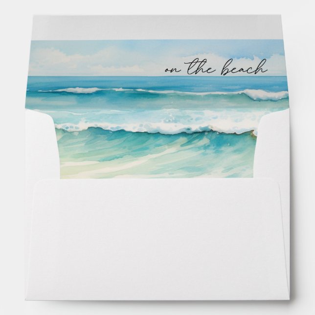 Summer Beach Ocean Wedding Personalizable  Envelope (Back (Bottom))