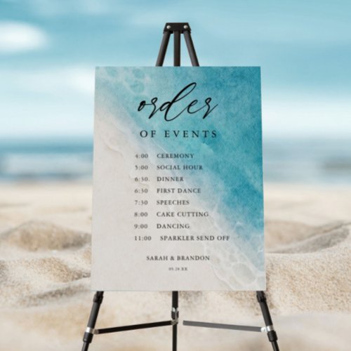 Summer Beach Order of Events Wedding Day Timeline  Foam Board