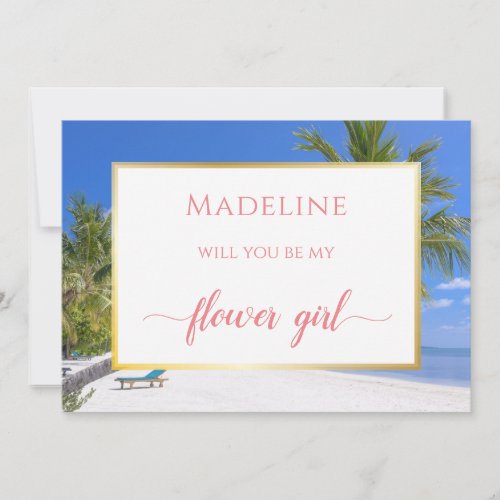 Summer Beach Palm Amazing Digital Flower Girl Card