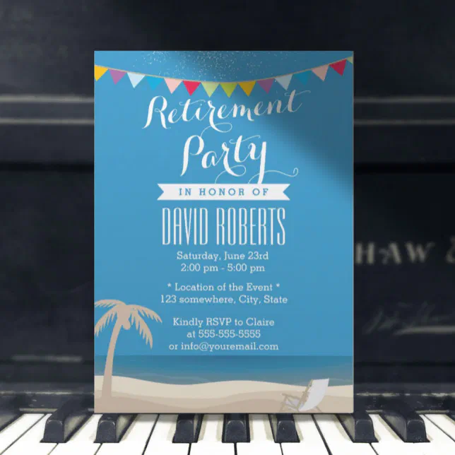 Summer Beach Palm Tree Retirement Party Invitation | Zazzle