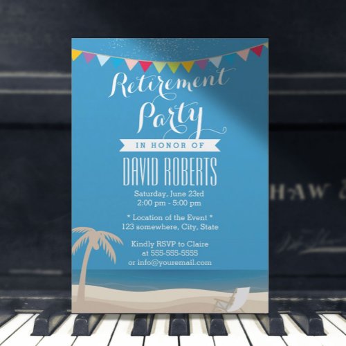 Summer Beach Palm Tree Retirement Party Invitation