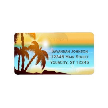 Summer Beach Palm Trees Custom Address Labels by WillowTreePrints at Zazzle