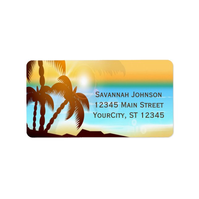 Summer Beach Palm Trees Custom Address Labels (Front)